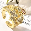 Rack Plating Brass Micro Pave Cubic Zirconia Cuff Finger Rings for Women RJEW-M028-28G-5