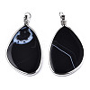 Natural Dyed & Heated Black Agate Big Pendants G-T131-117-2