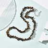 Natural Tiger Eye Chip Beaded Necklaces for Men Women NJEW-G159-01X-2