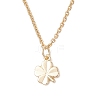Clover Brass Pendant 304 Stainless Steel Cable Chain Necklaces for Women NJEW-JN05601-01-3