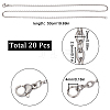 SUNNYCLUE 20Pcs 304 Stainless Steel Cable Chain Necklaces Set STAS-SC0006-22P-2