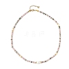 Natural Rhodonite Faceted Rondelle Beaded Necklaces with Natural Pearl Rice Beads NJEW-JN06529-3