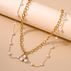 Zinc Alloy with Plastic Pearl Link Chain Double Layer Waist Belly Chains for Women FS-WGDE03B-01-4
