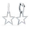 Simple 925 Sterling Silver Star Hoop Earrings BO3781-2