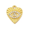 Heart with Evil Eye Rack Plating Brass Clear Cubic Zirconia Pendants KK-P277-14G-1