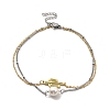 Two Tone 304 Stainless Steel Charm Anklet AJEW-C021-17-2