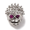 Skull Shape Rack Plating Brass with Cubic Zirconia Beads KK-S406-16P-1