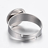 Tarnish Resistant Adjustable 304 Stainless Steel Finger Rings Components STAS-G187-01P-10mm-2