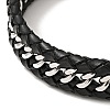 Leather Braided Curb Chains Cord Bracelet with 304 Stainless Steel Magnetic Clasps for Men Women BJEW-C021-05-4