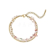 Gemstone Chip with Plastic Pearl Multi-strand Bracelets for Women BJEW-G739-01G-5