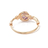 Copper Wire Wrapped Natural Gemstone Braided Bead Finger Rings for Women RJEW-JR00940-5