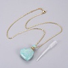 Natural Amazonite Openable Perfume Bottle Pendant Necklaces G-K295-A04-G-1