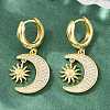 Brass Micro Pave Cubic Zirconia Hoop Dangle Earrings KK-CBA8324-05B-G-1