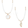ANATTASOUL 2Pcs 2 Style Natural Shell Pendant Necklaces Set with Disc Beaded Chains for Women NJEW-AN0001-75-1