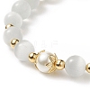 Cat Eye Round Beads Beaded Bracelets BJEW-JB09053-7