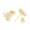 Clear Cubic Zirconia Bees Stud Earrings EJEW-P196-09G-2