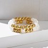 Natural Crackle Quartz & Lava Rock Round Beads Stretch Bracelets Set BJEW-JB07206-5