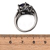 Heart Brass Micro Pave Cubic Zirconia Finger Rings FS-WG4D14B-07-3