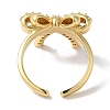 Bowknot Brass Micro Pave Clear Cubic Zirconia Open Cuff Rings for Women LS-RJEW-C098-10G-3