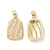 Rectangle Brass Micro Pave Clear Cubic Zirconia Pendants KK-G406-28G-2