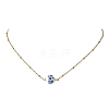 Handmade Flower Printed Porcelain Round Pendant 304 Stainless Steel Satellite Chain Necklaces for Women NJEW-JN06473-5