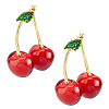 Cherry Handmade Lampwork Figurines Ornaments DJEW-WH0016-49-1