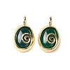 Natural Green Onyx Agate(Dyed & Heated) Oval Pendants G-K371-01G-01-1