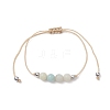 3Pcs 3 Style Natural Amazonite Braided Bead Bracelets Set BJEW-JB09334-05-3