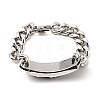 304 Stainless Steel Rectangle with Skull Link Bracelet with Curb Chains for Men Women BJEW-E009-24P-4