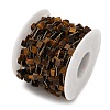 Handmade 304 Stainless Steel Tiger Eye Beads Cube Link Chains CHS-B011-02G-04-2