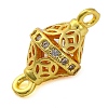 Brass Micro Pave Clear Cubic Zirconia Hollow Bicone Connector Charms KK-A230-05E-G-2