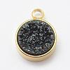 Electroplated Natural Druzy Agate Charms G-P321-04G-D-1