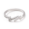 Clear Cubic Zirconia Lightning Bolt Open Cuff Ring RJEW-I094-01P-2