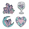 4Pcs 4 Style Heart & Flower & Moon & Wine Glass Enamel Pin JEWB-FS0001-04-1