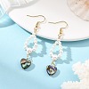 Shell Pearl & Abalone Shell/Paua Shell Beads Dangle Earrings EJEW-JE07314-02-1