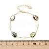 Rectangle Brass Abalone Shell Link Bracelets KK-D301-02G-3