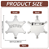 4Pcs Alloy Star with Word Sheriff Brooch Pin for Costume Accessories JEWB-FG0001-52A-2