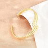 Brass 3 Wavy Line Open Cuff Bangles for Women KK-CBA5A76-02G-3