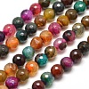 Dyed Natural Agate Faceted Round Beads Strands G-E268-22-1