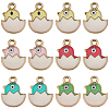 24Pcs 6 Colors Printed Light Gold Tone Alloy Pendants ENAM-BM0001-33-7