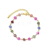 Natural Multicolor Tourmaline Beaded Link Chain Bracelets for Women BJEW-JB13742-3
