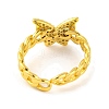 Butterfly Brass Micro Pave Clear Cubic Zirconia Open Cuff Rings RJEW-U003-03G-3