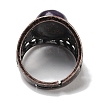 Natural Amethyst Oval Adjustable Rings RJEW-K271-06R-20-4