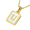 Ion Plating(IP) Rectangle with Initial Letter 304 Stainless Steel Pendant Necklace NJEW-R265-04G-U-1