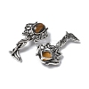 Angel Brass Natural Tiger Eye Pendants KK-D361-02AS-14-2
