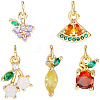 10Pcs 5 Styles Brass Micro Pave Cubic Zirconia Pendants KK-SC0007-51-7