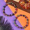 Halloween Skull Acrylic Beaded Stretch Bracelets BJEW-JB14347-01-1