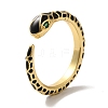 Rack Plating Snake Brass Micro Pave Cubic Zirconia Cuff Ring RJEW-C107-01G-1