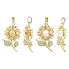 2Pcs 2 Colors Brass Micro Pave Cubic Zirconia with Resin Pendants KK-YW0004-47-1