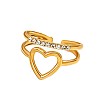 304 Stainless Steel Rhinestone Cuff Open Rings WG84659-02-2